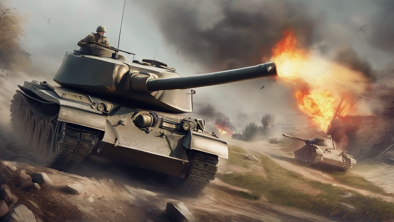 Abstrakcyjne tło z elementami interfejsu gry World of Tanks w przytłumionych kolorach