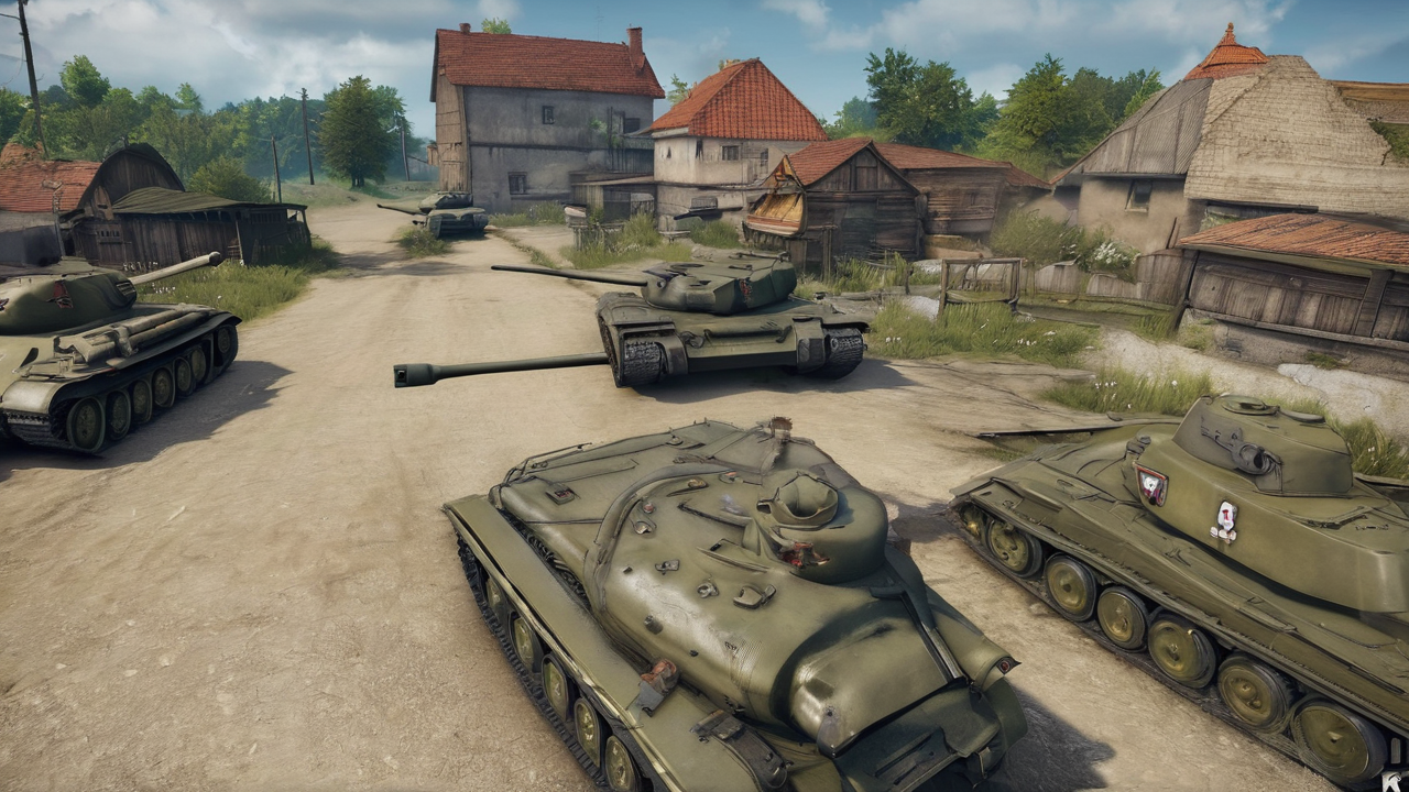 Epicka bitwa czołgów w grze World of Tanks z efektami wizualnymi dymu i ognia na polu bitwy