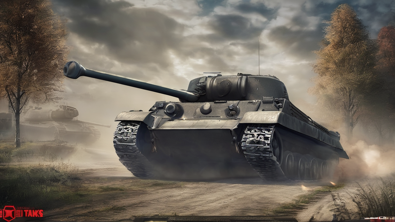 Epicka scena z gry World of Tanks przedstawiająca czołgi w akcji na polu bitwy z dynamicznymi efektami wizualnymi