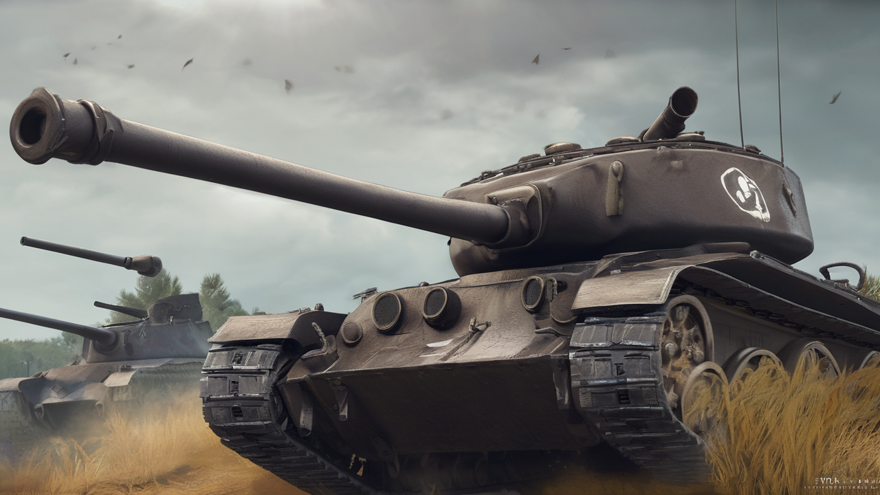 Intensywna scena z bitwy w World of Tanks pokazująca czołg strzelający z ukrycia z efektami wizualnymi ognia i dymu