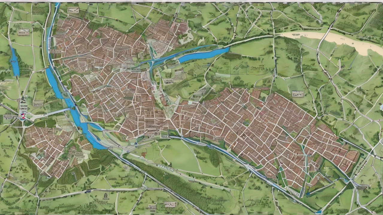 Miejska mapa Himmelsdorf z wąskimi uliczkami i zamkiem na wzgórzu sprzyjająca bliskim potyczkom czołgów ciężkich